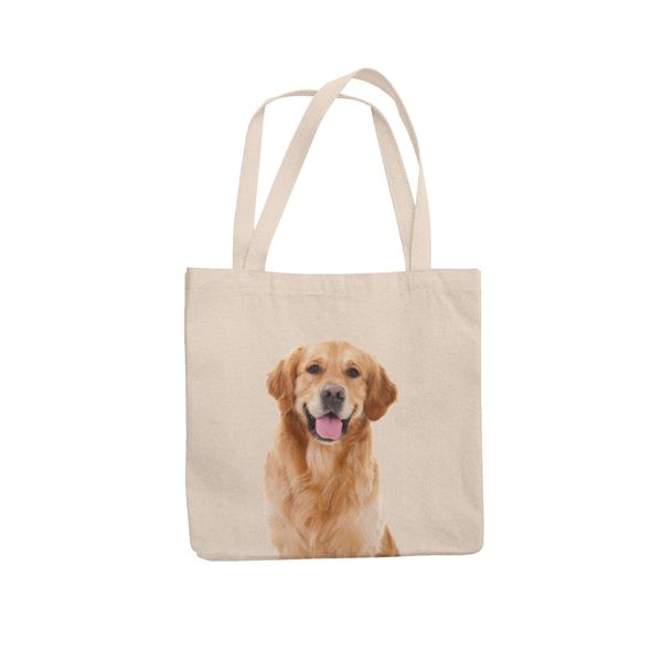 Reusable Tote Bag with Golden Retriever Printed, Everyday, Shopping Tote Bag, Eco-friendly Printed Stylish Long Handled Tote Shoulder Bag, Perfect Dog Lover Gifts (40 x 38 x 1.5) cm