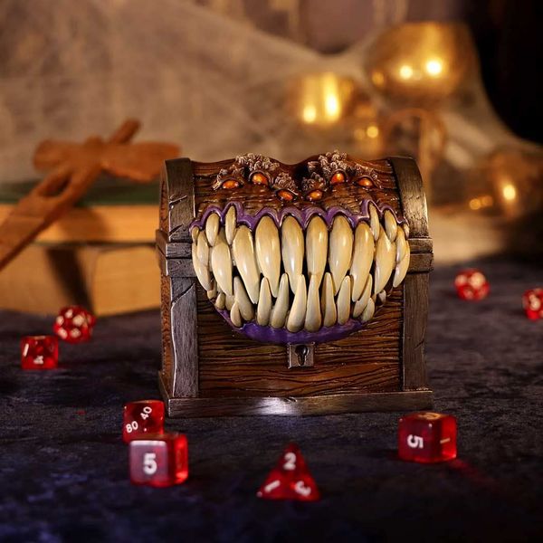 Nemesis Now Dungeons & Dragons Mimic Dice Storage Box, 11.3cm, Resin, Brown, Officially Licensed D&D Merchandise, Mimic Character Dice Box, Cast in The Finest Resin, Expertly Hand-Painted