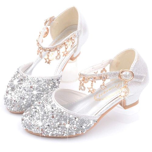 FORPEND FPS01 Girls' Formal Shoes, Girls Shoes, Children's Shoes Recitals, Graduation Ceremony, Dress Matching Shoes, Silver