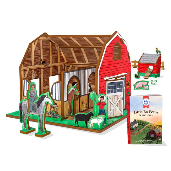 Storytime Toys Bo Peep's Family Farm 3D Puzzle - Book and Toy Set - 3 in 1 - Book, Build, and Play