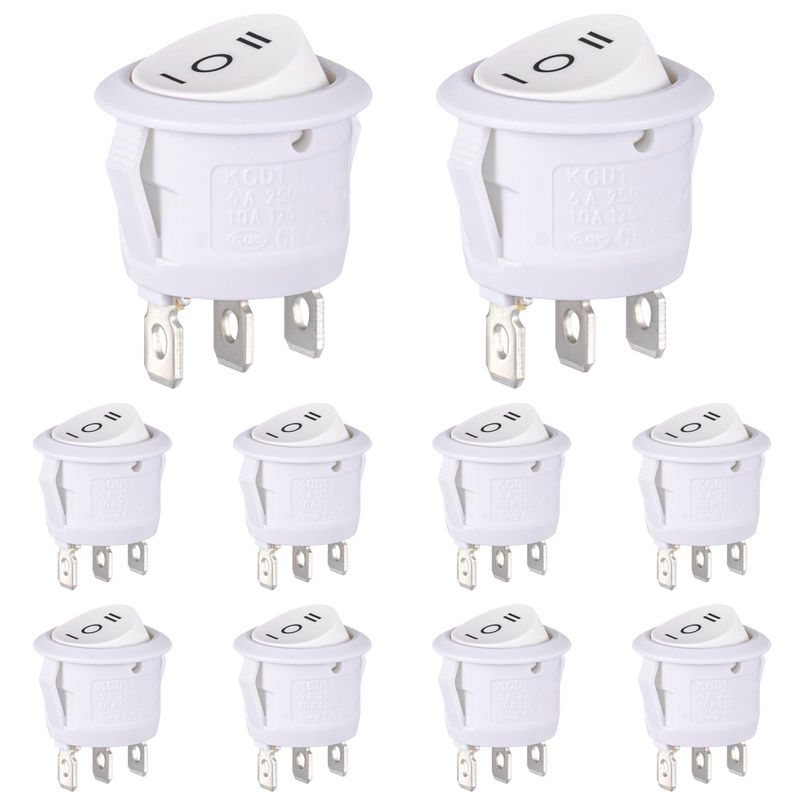 VEXUNGA Rocker Switch Round 3-Pin Rocker Switch Round Mini Switch AC 6A ...