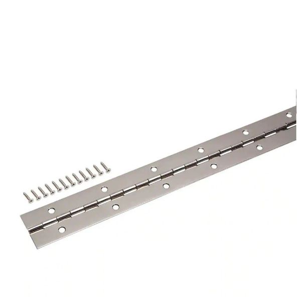 1-1/2" x 48" Bright Nickel Continuous Hinge: Long-lasting Door Hardware