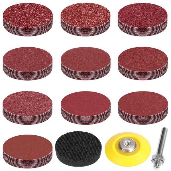 STEBRUAM 100pcs Grinding Wheel Pads 50mm Sandpaper Velcro 2" Sanding Pads Granularity 60 80 120 180 240 320 400 600 800 1000 Automotive Wood Furniture Painting - Finishing - Home Improvement