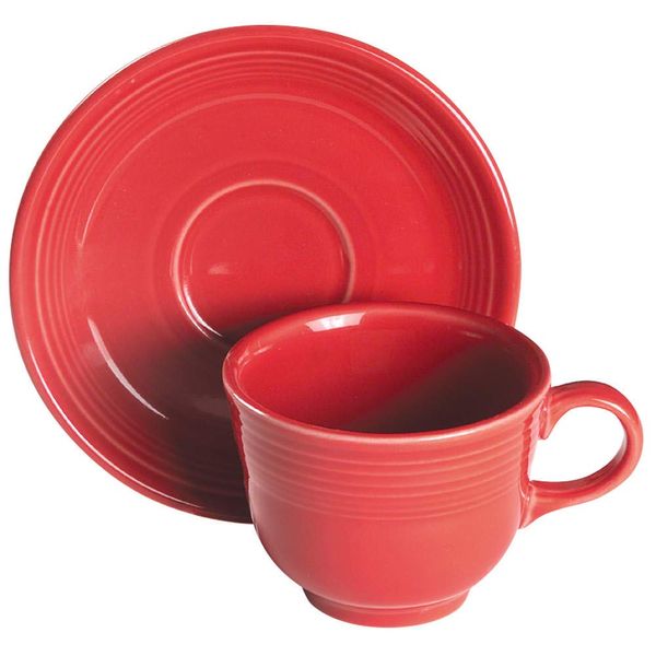Homer Laughlin Fiesta Scarlet Flat Cup & Saucer Set