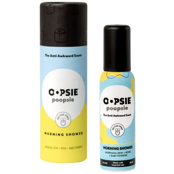 Oopsie Poopsie Pre GO toilet spray, discreet & portable original odor deodorizer scents. Perfect for purses, pockets and backpacks. Pre-poo spray to use on the go 2 Oz bottle Morning Shower