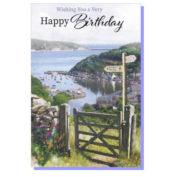 Open Happy Birthday Card - Outdoor Scene Mens Male - Size: 7.5" x 5.25" (b)