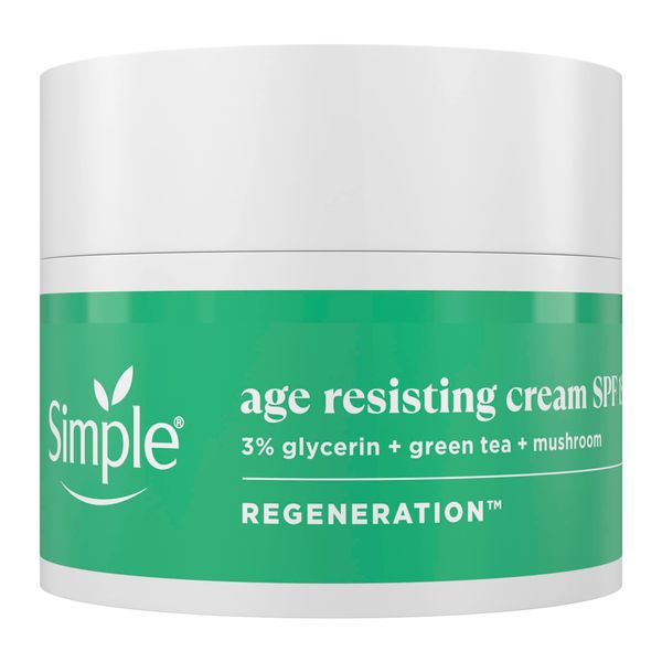 Simple Regeneration Age Resisting Face Cream SPF 15 with 3% Glycerin, Green Tea and Mushroom Extract Anti-Ageing Moisturiser 50 ml