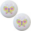 Set of 2 Heart Butterfly Ceramic Cabinet Drawer Pull Knobs