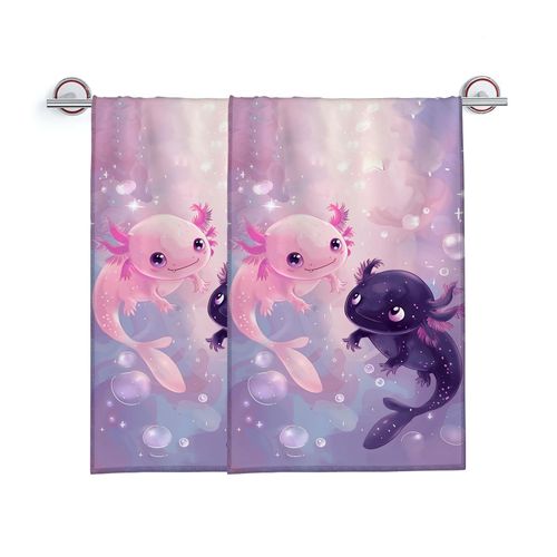 Turamurra Hand Towels Set of 2 Axolotl Themed Towels for Bathroom Decorative, Bath Towels, Soft Absorbent Towels for Farmhouse Home Decor Gifts for Women 14 x 28 in