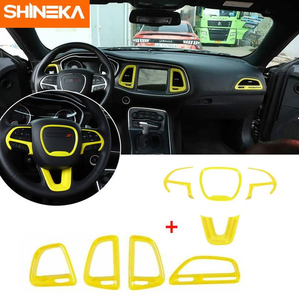 Steering Wheel+Console Air Condition Vent Cover Trim for Challenger 2015+ Yellow