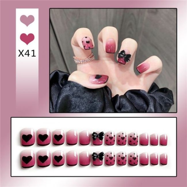 Cute Personality Stick With Glue Fake Nails Girl Short Press On Nail Art DIY Manicure Tool 24pcs