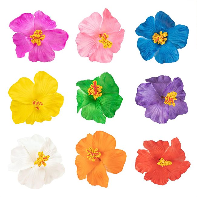 Framendino, 9 Pack Flower Hair Clip Hawaiian Flowers Clips Bridal Wedding Beach Foam Hibiscus Flower Hair for Women