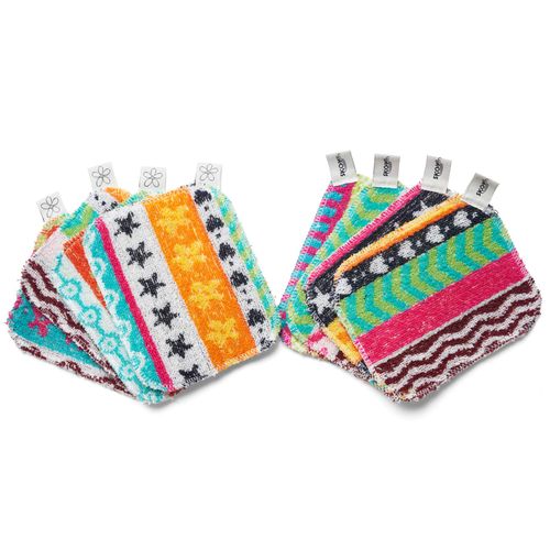 Skoy Scrub, 8-Pack, Non-Scratching, Reusable Scrub for Kitchen and Household Use, Environmentally Friendly, Dishwasher Safe - Assorted Colors and Designs