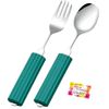 All Stainless Steel Handle, Extra Thick Grip (NS-2 Type), Easy to Clean Fork & Spoon Set (Large)
