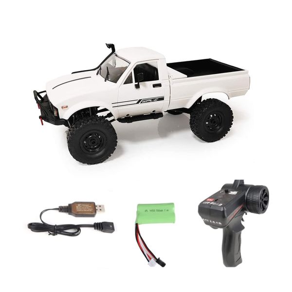 YIKESHU RC Crawler Offroad RC Truck 4x4 Remote Control Rock Crawler WPL C24-1 Pickup Trucks with Led Light, 2.4 Ghz 1/16 Scale All Terrain Car Brushed RTR Pickup for Adults