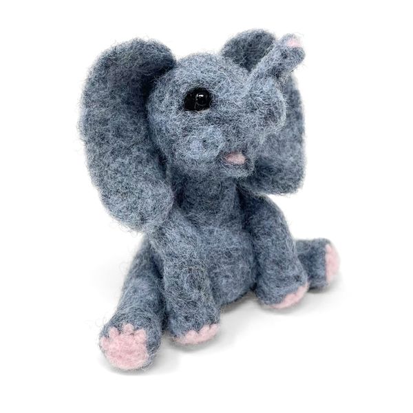 The Crafty Kit Company Baby Elephant Needle Felting Craft Kit for Beginners Including Corriedale Wool, Needles and Instructions