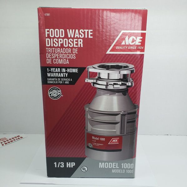 ACE Food Waste Disposer  1/3 HP Gray Model 1000  #47981