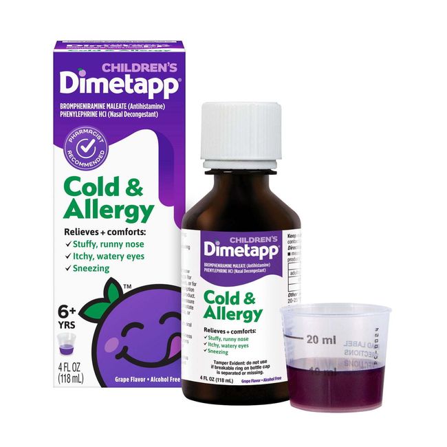 Dimetapp Children's Cold & Cough Relief Alcohol Free Grape Flavor 8oz Pack of 6