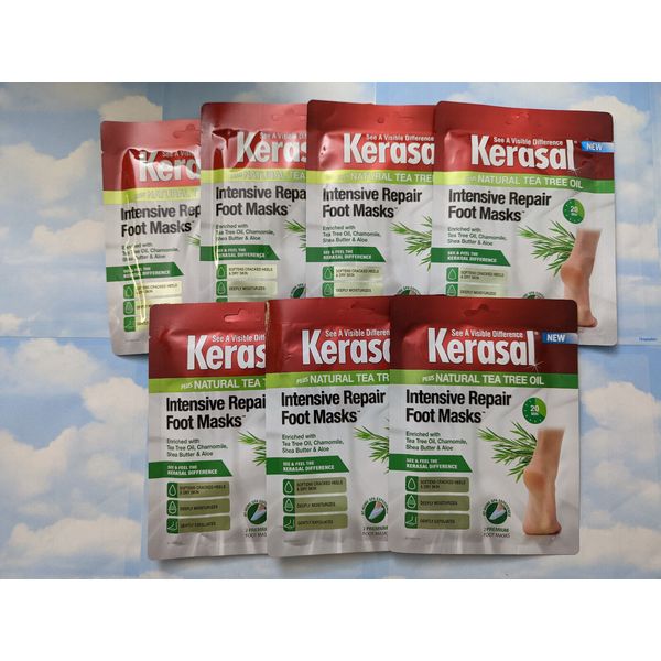 LOT(7) KERASAL INTENSIVE REPAIR FOOT MASKS CRACKED HEELS & DRY SKIN  2 CNT EACH