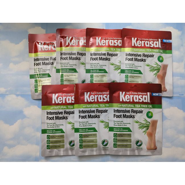 LOT(7) KERASAL INTENSIVE REPAIR FOOT MASKS CRACKED HEELS & DRY SKIN  2 CNT EACH