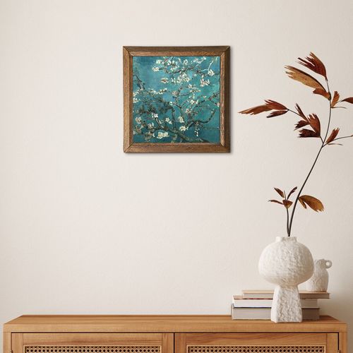 Almond Blossom Natural Stone Wall Art Natural Handmade Wooden Framed Wall Decor