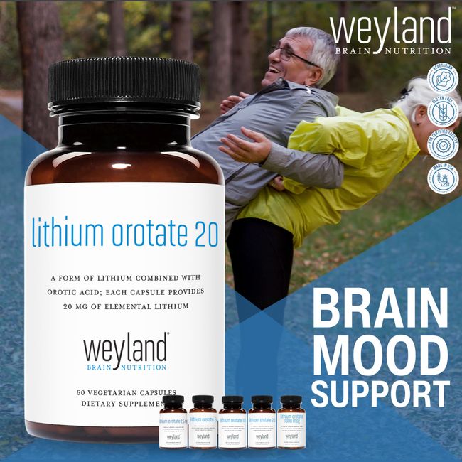 Lithium Orotate 20mg 60 Pills Brain Mood Support Weyland USA