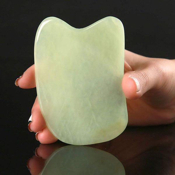 LEOSENSE Jade Gua Sha Scraping Massage Tool, Premium Nepherite Jade Stone, Hand Made Great Guasha Tool for ASTYM,Myofascial Release | Helps Reduce Muscles Soreness, Pain Relief | Smooth Thin Edge