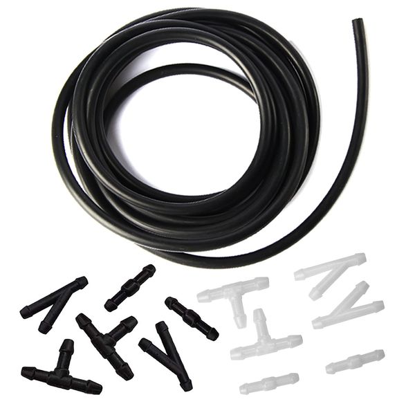 Windshield Washer Hose Kit - 4 Meter Universal Washer Fluid Hose with 12 Pcs Hose Connectors, Suitable for Most Windshield Washer Nozzle Installation, Connect Car Water Pump and Nozzles