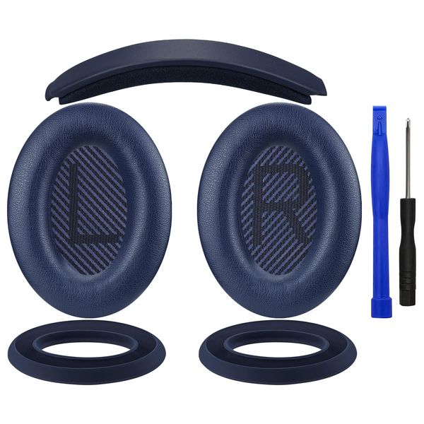 SOULWIT Ear Pads Cushions + Headband + Silicone Earpads Cover Protector, Replacement Kit for Bose QuietComfort 35 QC35, QC35 ii Over-Ear Headphones - Blue