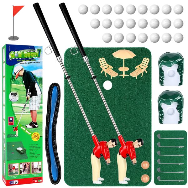 Wassteel Mini Golf Toys for Kids Funny Golf Gifts, Retirement Gift Two Mini Golfers for Parent-Child Interaction, Fun Play Golf Indoor Games, Family Game for 6 7 8 9 Year Old Boys Girls (2*Red)