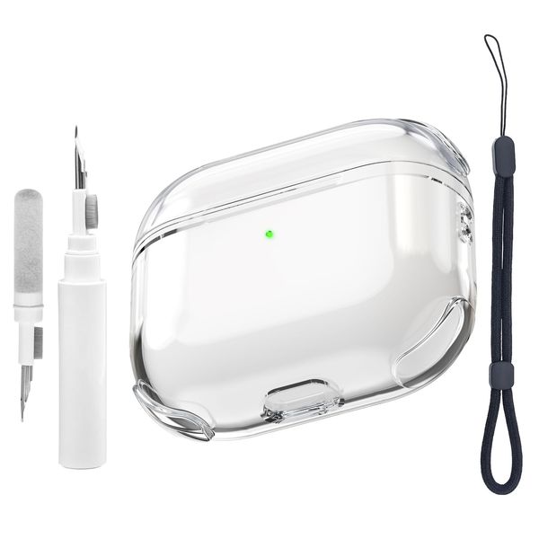 Teyomi Transparent Case Compatible with Airpods 3 with Cleaning Kit, Soft TPU Protective Case Compatible with AirPods 3nd Generation with Hand Strap, Wireless Charging, Shockproof (Clear)