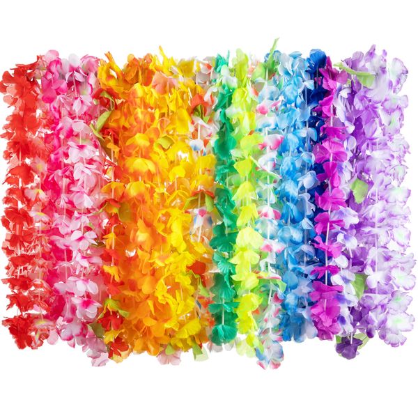 JOYIN Toy 12 Counts Hawaiian Leis Bulk, Tropical Flower Lei Hawaiian Lei Beach Hawaii Luau Party Favors Decoration Birthday Party Supplies