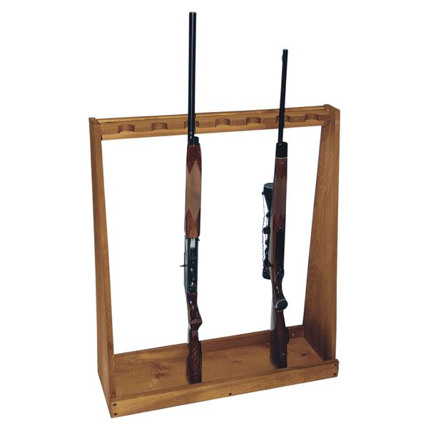 Evans Sports Seven-Gun Wooden Standing Floor Gun Display Rack. Fits Long Guns - Rifles or Shotguns