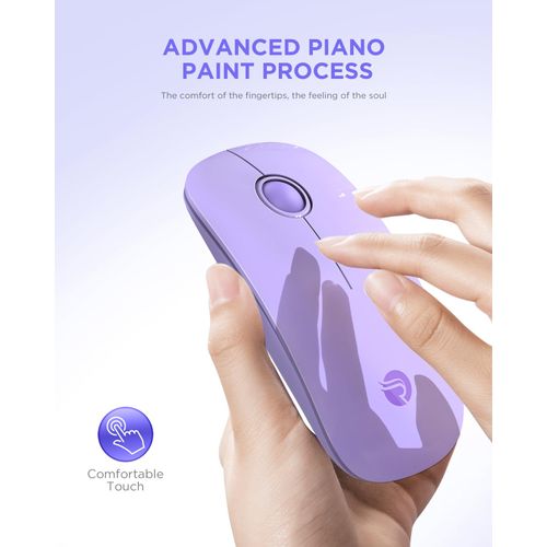 RAPIQUE Wireless Bluetooth Mouse, Purple, 1600 DPI, Long Battery Life, Dual Connectivity, Quiet Click, High-Precision Optical Tracking, Versatile Compatibility