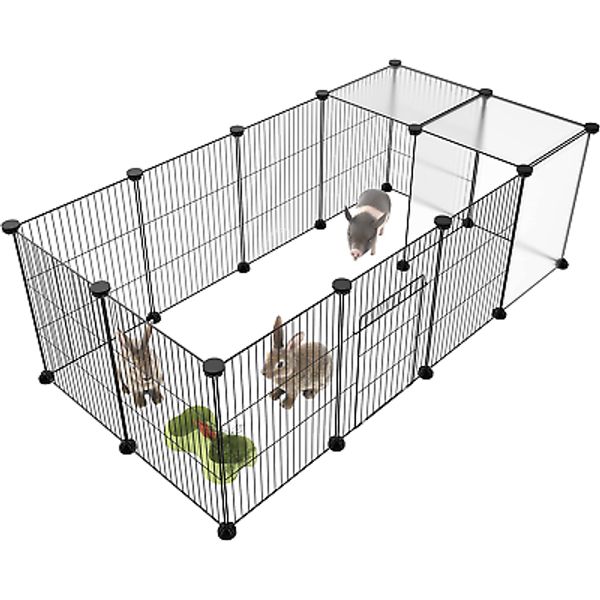 Pet Playpen,Small Animals Cage DIY Wire Portable Yard Fence with Door F