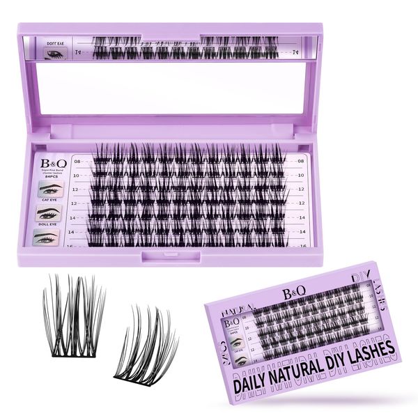 Wimpern Extensions 84 PCS Z15 B&Q Einzelne Wimpern DIY Lash Clusters für Anfänger Wiederverwendbar Wimpernbüschel Einzelwimpern für Wimpernverlängerung zu Hause Lashes Wimpern Extension(Z15,D-8-16MIX)