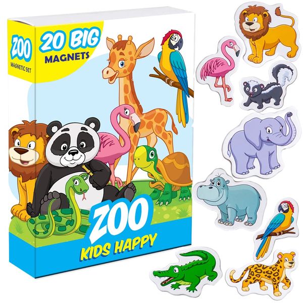 magdum Fridge Magnets For Toddlers 20 ZOO Kids Fridge Magnets - Animal Magnets For Toddlers - Fridge Magnets For Kids - Kids Magnets - Magnetic Shapes - Magnet Toy - Kids Magnets For Fridge