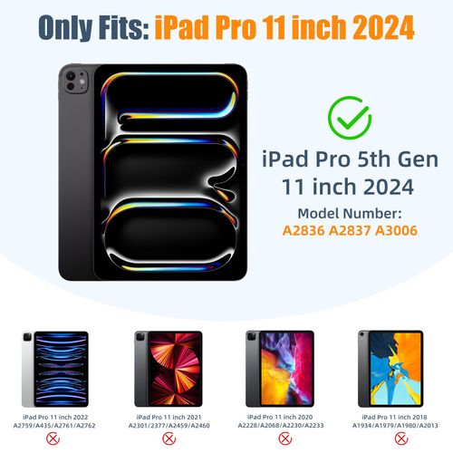 Kidopire New Compatible with iPad Pro 11 Inch Case (M4, 5th Gen 2024) with Pencil Holder, Smart Cover with Protective Trifold Stand & Soft TPU Back, Auto Wake/Sleep, Support Pencil Pro, Pine Green