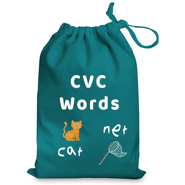 Busy Hands & Feet CVC Words Drawstring Bag (25cm x 35cm) (Teal)