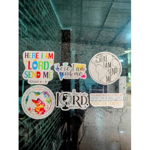 (6 PCS) Isaiah 6 8 Here I am Lord Send me Inspirational Christian, Faith, Bible Verse Sticker Waterproof Vinyl Decal Size 3"