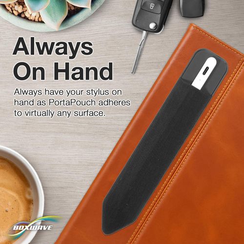 BoxWave Stylus Pouch Compatible with Garmin dezlCam OTR710 (10 in) - Stylus PortaPouch, Pen Stylii Holder Carrier Portable Self-Adhesive - Jet Black