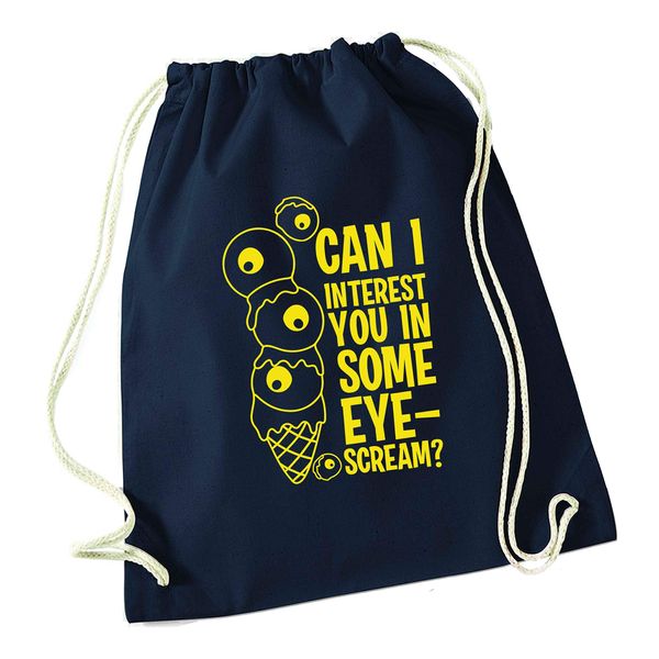 Flox Creative Navy Drawstring Bag Neon Yellow Eye Scream