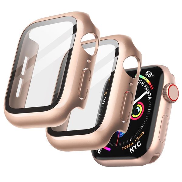 JETech Case with Screen Protector Compatible with Apple Watch SE (2022/2020) /Series 6 5 4 40mm, Overall Protective Cover, Built-in Tempered Glass Film High Sensitivity, 2 Pack (Gold)