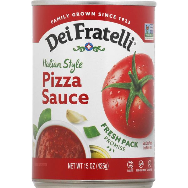 Dei Fratelli Pizza Sauce from Vine-Ripened Tomatoes (15 oz. Cans, 6 pack) - No Water, No Paste, Non-GMO, Gluten-Free