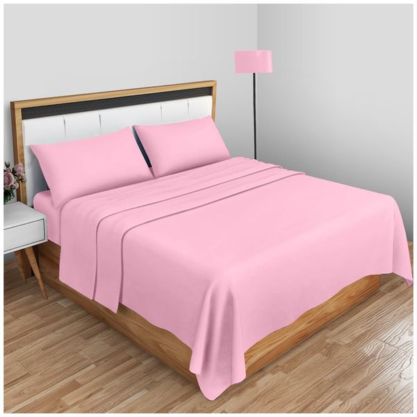 Gaveno Cavailia Super Soft Plain Dyed Diamond Flat Sheet [ Double - Pink ]