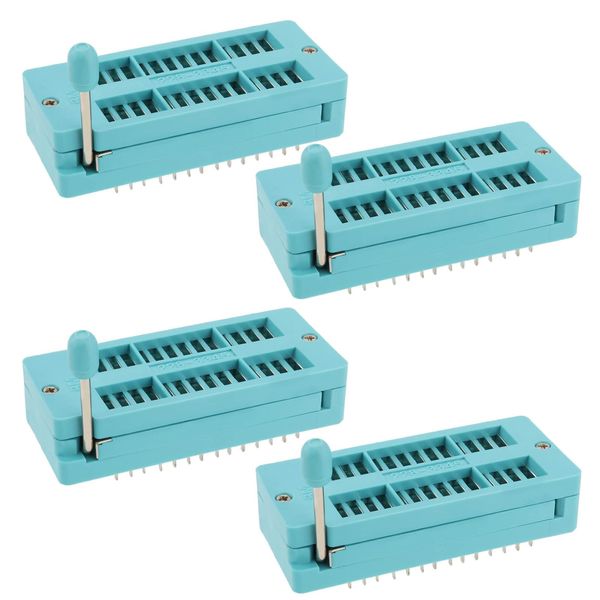 eMagTech 4pcs 28 Pin IC Test ZIF Socket 2.54mm Pitch DIP Board Socket Integrated Circuit IC Socket for Microcontroller Chip Breadboard Program IC's