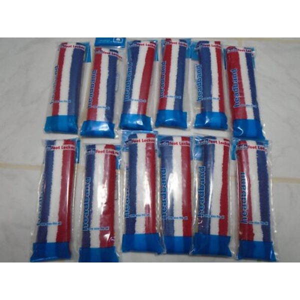 Patriotic Lot - 12 Classic Red White & Blue Headbands Terrycloth 4th of July
