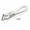 Braided White Genuine Leather Strap Keychain Smart Key Ring Fob Universal Fit