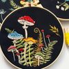 Myfelicity Embroidery Kit with Mushroom Patterns, 3 Hoops, Fabric, Threads, Needles, Instructions (red)