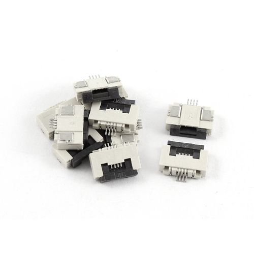uxcell Flat Cable Connector FFC FPC Ribbon Socket Connector Plastic Metal 0.5mm Pitch 4 Pin 10pcs